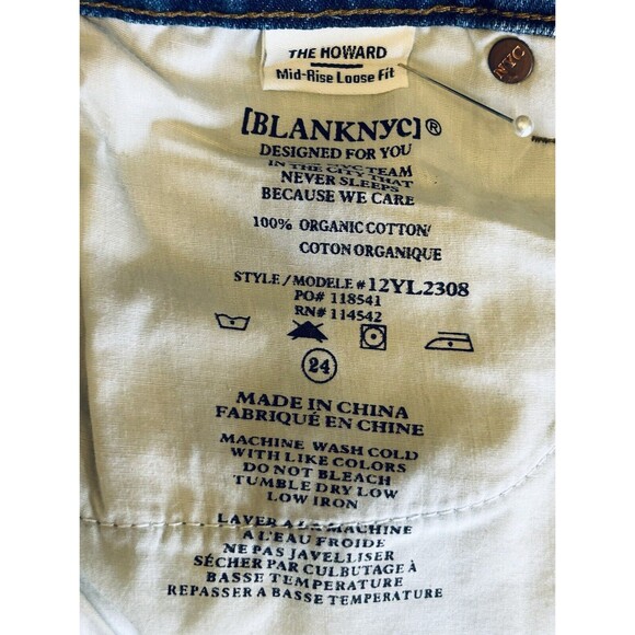 Blank NYC Womens Jeans Size 24 Mid Rise Loose Fit Jean Button Fly Distressed NWT - Picture 15 of 16